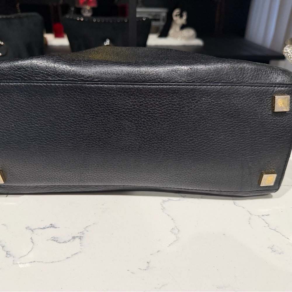 Michael Kors Collection Black Crocodile-Embossed Satchel - Picture 7 of 12